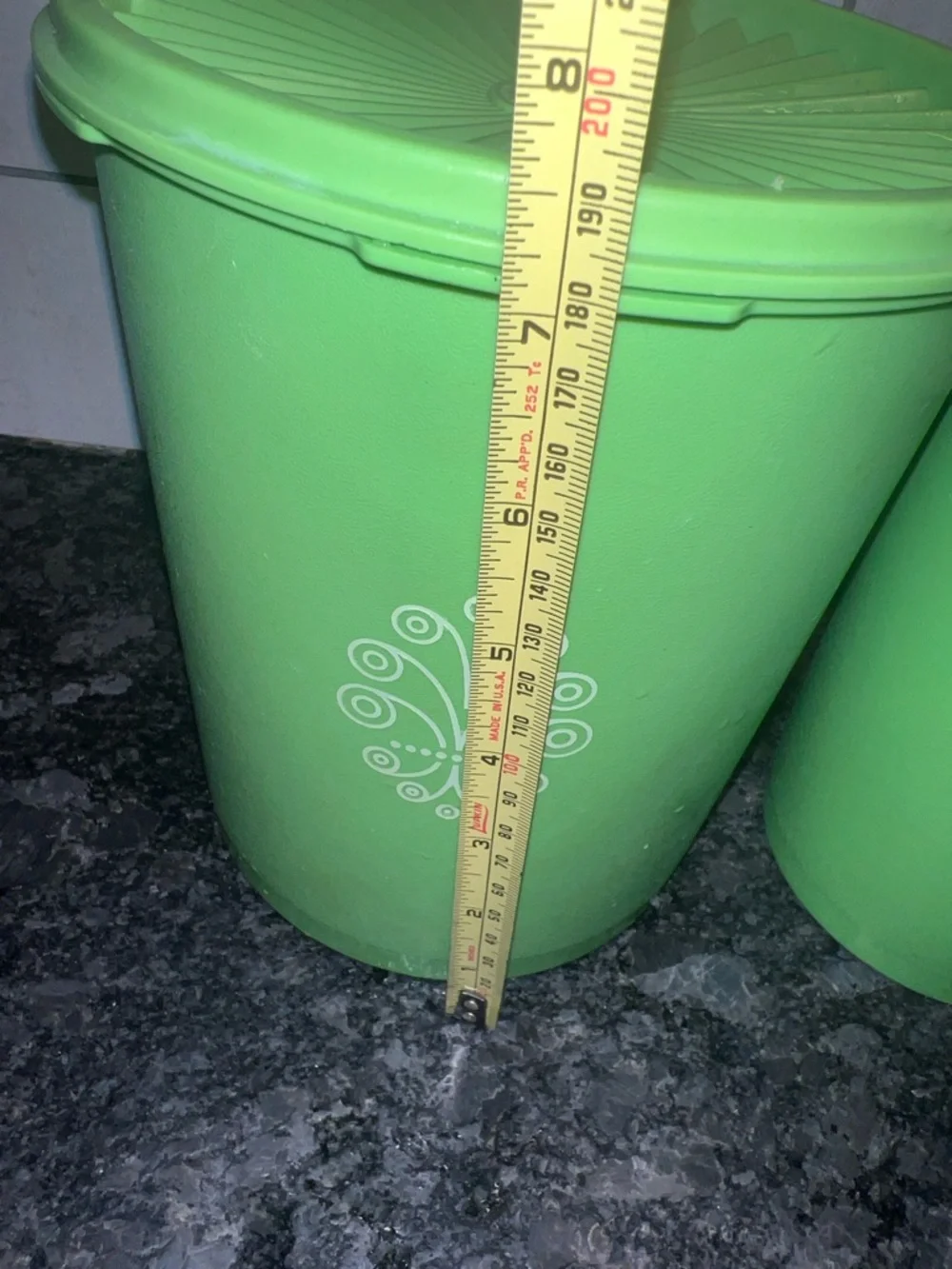 Tupperware Green Servalier Storage Canisters Set. Great shape. Set of 2